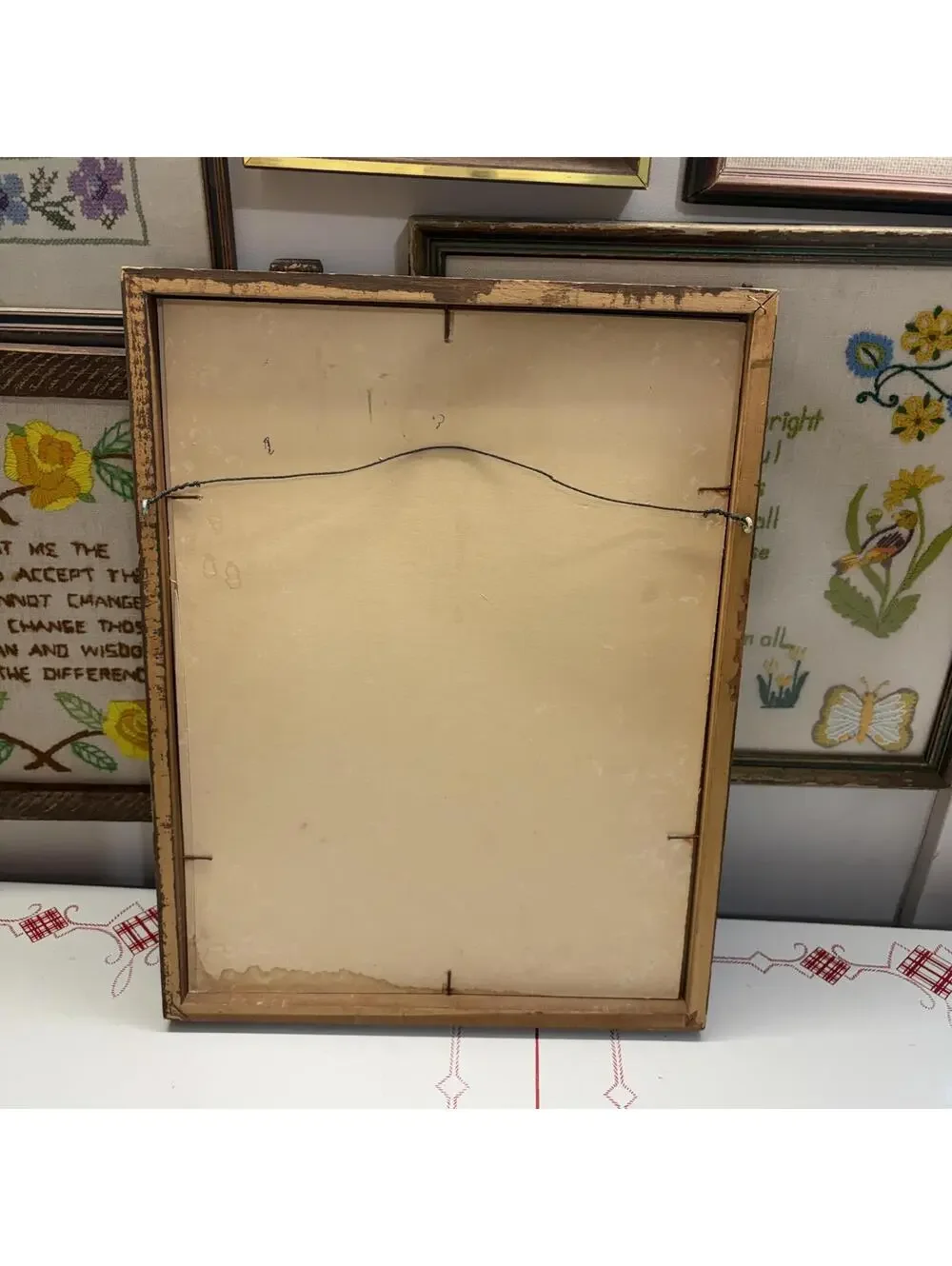 Oriental embroidered silk wall art vintage